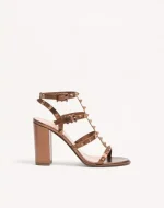 Valentino Rockstud Metallic Calfskin Leather Ankle Strap Sandal 90 Mm